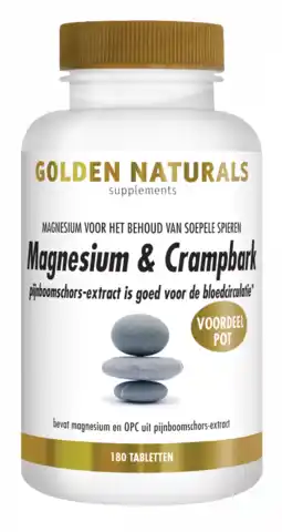 De Online Drogist Golden naturals magnesium & crampbark tabletten 180tb aanbieding