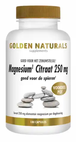 De Online Drogist Golden naturals magnesium citraat 250mg capsules 180vcp aanbieding