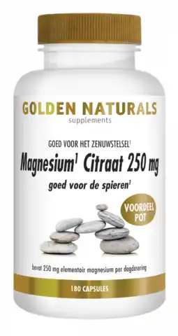 De Online Drogist Golden naturals magnesium citraat 250mg capsules 180vcp aanbieding