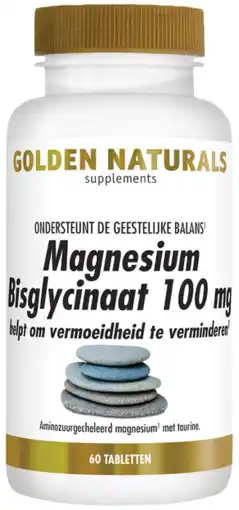De Online Drogist Golden naturals magnesium bisglycinaat tabletten 60tb aanbieding