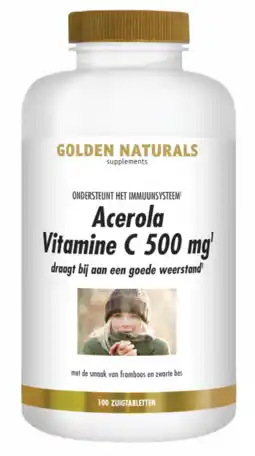 De Online Drogist Golden naturals acerola vitamine c 500mg zuigtabletten 100tb aanbieding