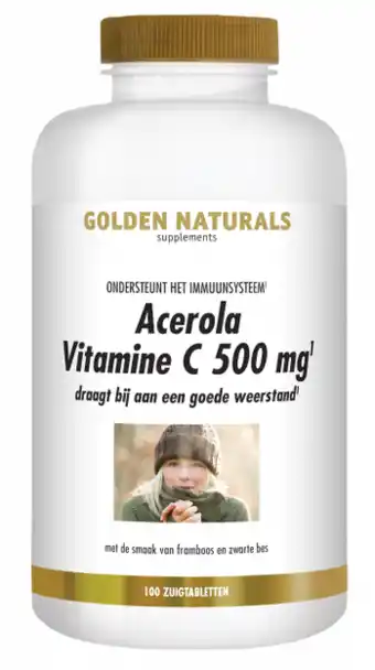 De Online Drogist Golden naturals acerola vitamine c 500mg zuigtabletten 100tb aanbieding
