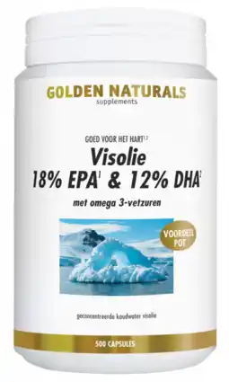 De Online Drogist Golden naturals visolie 18% epa & 12% dha capsules 500sg aanbieding