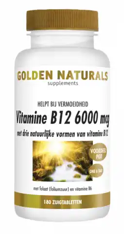 De Online Drogist Golden naturals vitamine b12 6000mcg zuigtabletten 180tb aanbieding