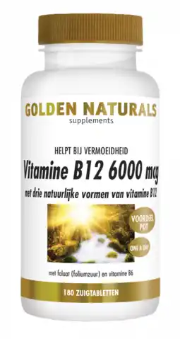 De Online Drogist Golden naturals vitamine b12 6000mcg zuigtabletten 180tb aanbieding