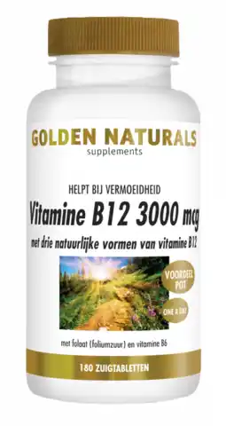 De Online Drogist Golden naturals b12 3000mcg zuigtabletten 180ztb aanbieding