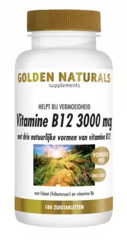 De Online Drogist Golden naturals b12 3000mcg zuigtabletten 180ztb aanbieding