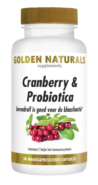 De Online Drogist Golden naturals cranberry & probiotica capsules 30vcp aanbieding