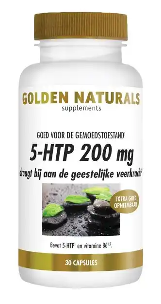 De Online Drogist Golden naturals 5-htp 200 mg capsules 30cp aanbieding