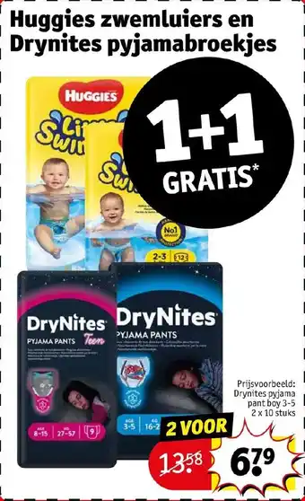 Kruidvat Huggies zwemluiers en Drynites pyjamabroekjes aanbieding