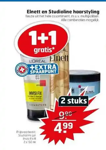 Trekpleister Elnett En Studioline Haarstyling 1+1 Gratis 2x150ml aanbieding