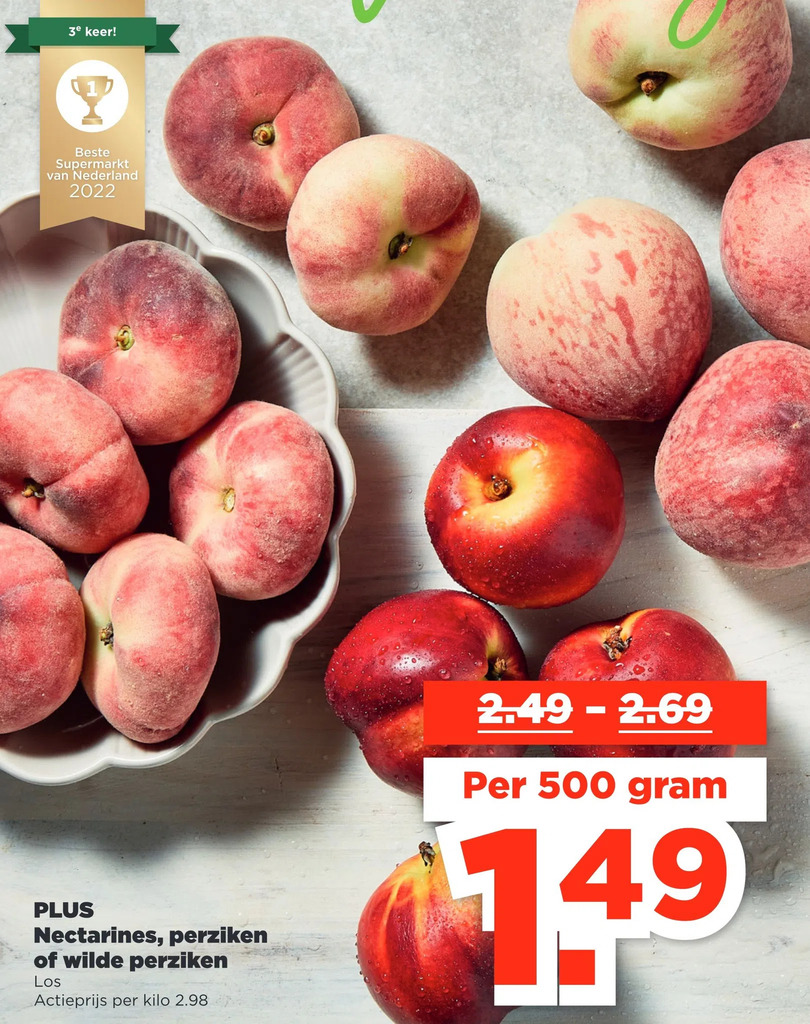 Plus nectarines, perziken of wilde perziken aanbieding bij PLUS