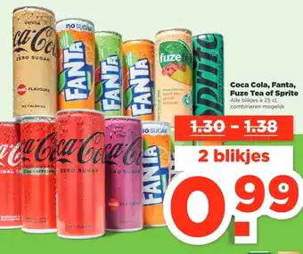 PLUS Coca cola, fanta, fuze tea of sprite aanbieding