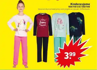 Trekpleister Kinderpyjama 104-110 T-m 140-146 aanbieding