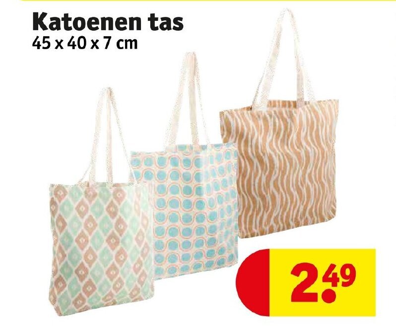 Katoenen tas 45x40x7 cm aanbieding bij Kruidvat