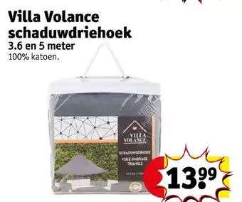 Kruidvat Villa Volance schaduwdriehoek 3.6 en 5 meter 100% katoen. aanbieding