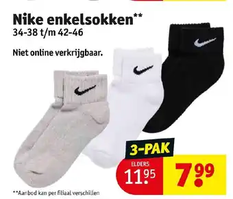 Kruidvat Nike enkelsokken* 34-38 t/m 42-46 3-pak aanbieding