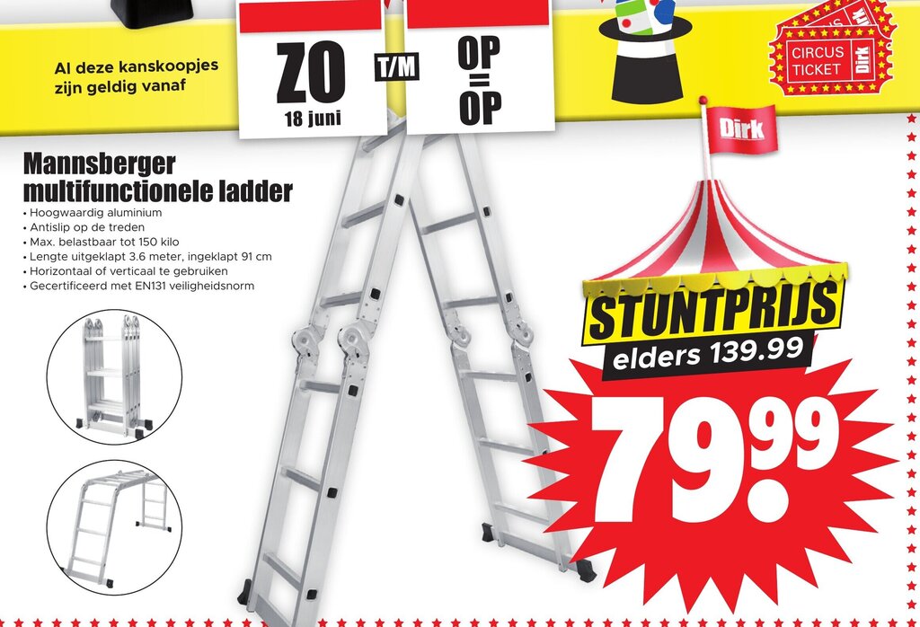 Mannsberger multifunctionele ladder aanbieding bij Dirk