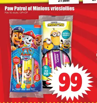 Dirk Paw Patrol of Minions vrieslollies Pak 10 stuks. aanbieding