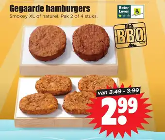 Dirk Gegaarde hamburgers Smokey XL of naturel. Pak 2 of 4 stuks. aanbieding