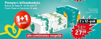 Trekpleister Pampers Billendoekjes 1+1 Gratis aanbieding