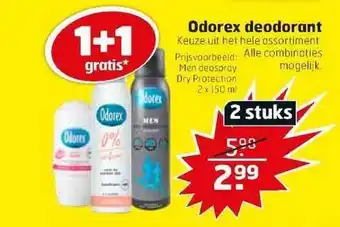 Trekpleister Odorex Doedorant 1+1 Gratis 2x150ml aanbieding