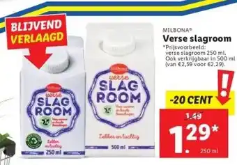 Lidl Verse slagroom aanbieding