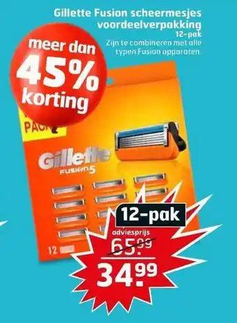 Trekpleister Gillette Fusion Scheermesjes Voordeelverpakking 12-Pak aanbieding