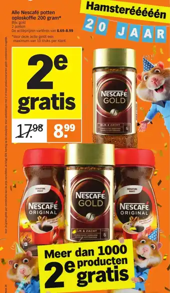 Albert Heijn Alle Nescafé potten oploskoffie 200 gram* aanbieding