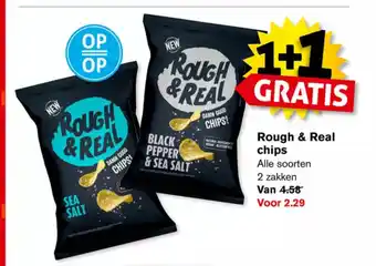 Hoogvliet Rough & Real chips 2 zakken aanbieding