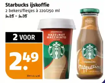 Poiesz Starbucks ijskoffie 2 bekers/flesjes à 220/250 ml aanbieding