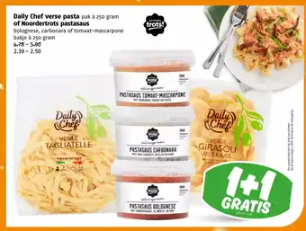 Poiesz Daily Chef verse pasta pak à 250 gram of Noordertrots pastasaus bakje à 250 gram aanbieding