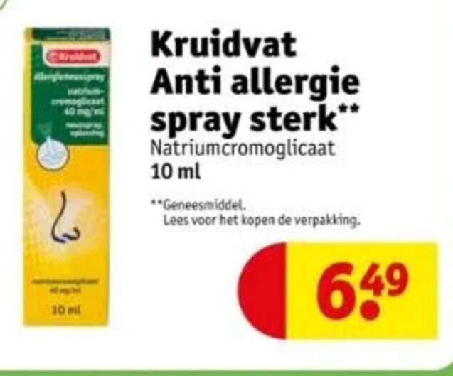 Kruidvat Anti allergie spray sterk** 10 ml aanbieding bij Kruidvat