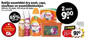 Kruidvat Robijn wasmiddel dry wash, caps, vloeibaar en wasmiddeldoekjes aanbieding