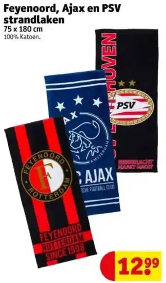 Kruidvat Feyenoord, Ajax en PSV strandlaken aanbieding