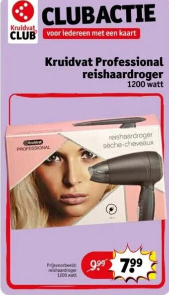 Kruidvat Kruidvat Professional reishaardroger 1200 watt aanbieding