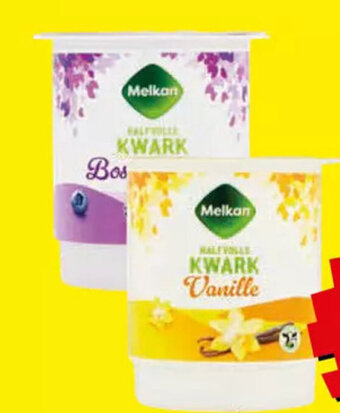 Boni Melkan halfvolle kwark bijv. vanille bak 450 gram aanbieding