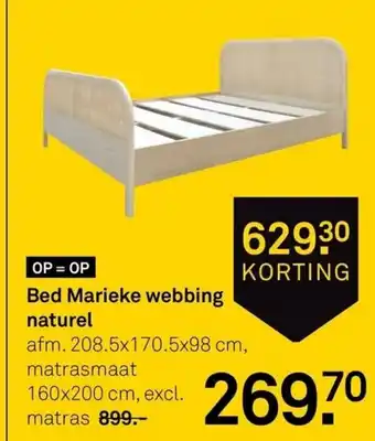 Karwei Bed Marieke webbing naturel 160x200 cm, excl. matras aanbieding