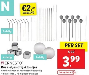 Lidl Rvs rietjes of ijsklontjes aanbieding