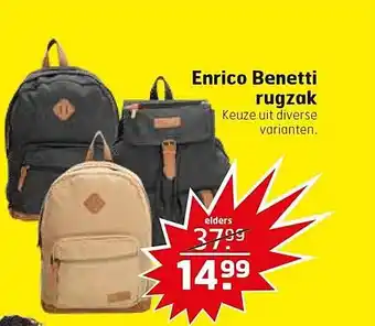 Trekpleister Enrico Benetti rugzak aanbieding