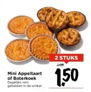 Vomar Voordeelmarkt Mini appeltaart of boterkoek dagelijks vers gebakken in de winkel. aanbieding