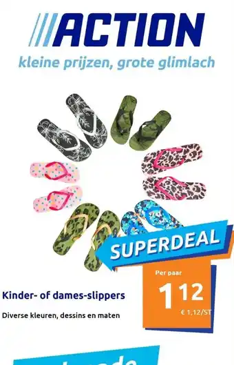 Action Kinder- of dames-slippers aanbieding