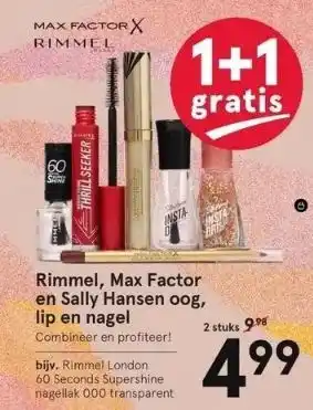 Etos Rimmel, max factor en sally hansen oog, lip en nagel combineer en profiteer! aanbieding