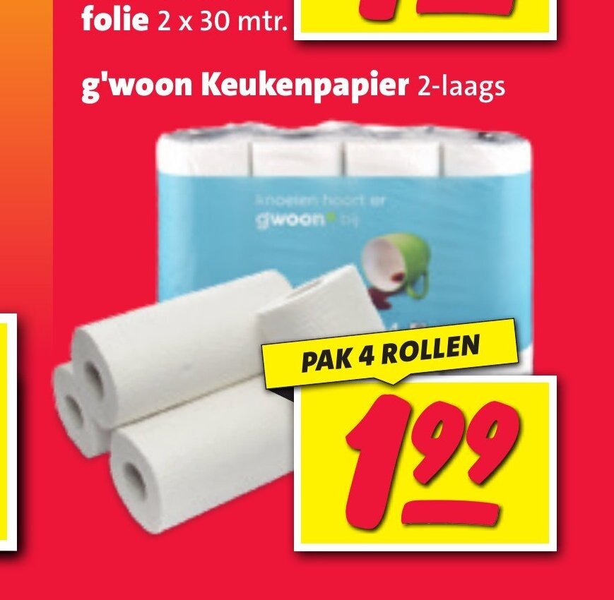 g'woon Keukenpapier 2laags aanbieding bij Nettorama