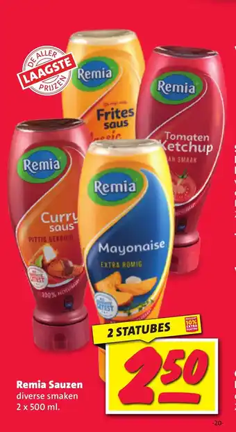 Nettorama Remia Sauzen diverse smaken 2 x 500 ml. aanbieding