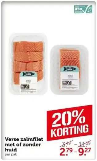 Coop Verse zalmfilet met of zonder huid per pak aanbieding