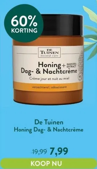 Holland & Barrett Honing dag- & nachtcrème aanbieding