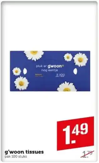 Coop G'woon tissues aanbieding