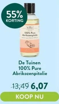 Holland & Barrett 100% pure abrikozenpitolie aanbieding