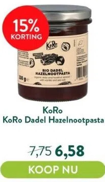 Holland & Barrett Koro dadel hazelnootpasta aanbieding